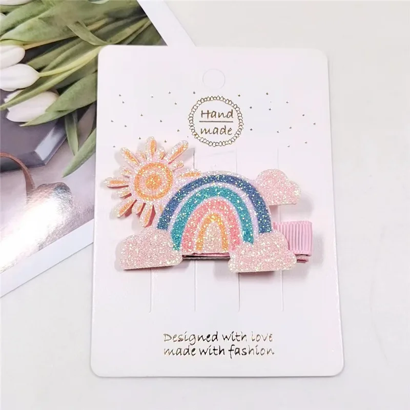 IFOND Fashion Exquisite Bling Sequin Cartoon Animal Pattern Hairpins Rainbow Star Glitter Butterfly Hair Clip For Girls