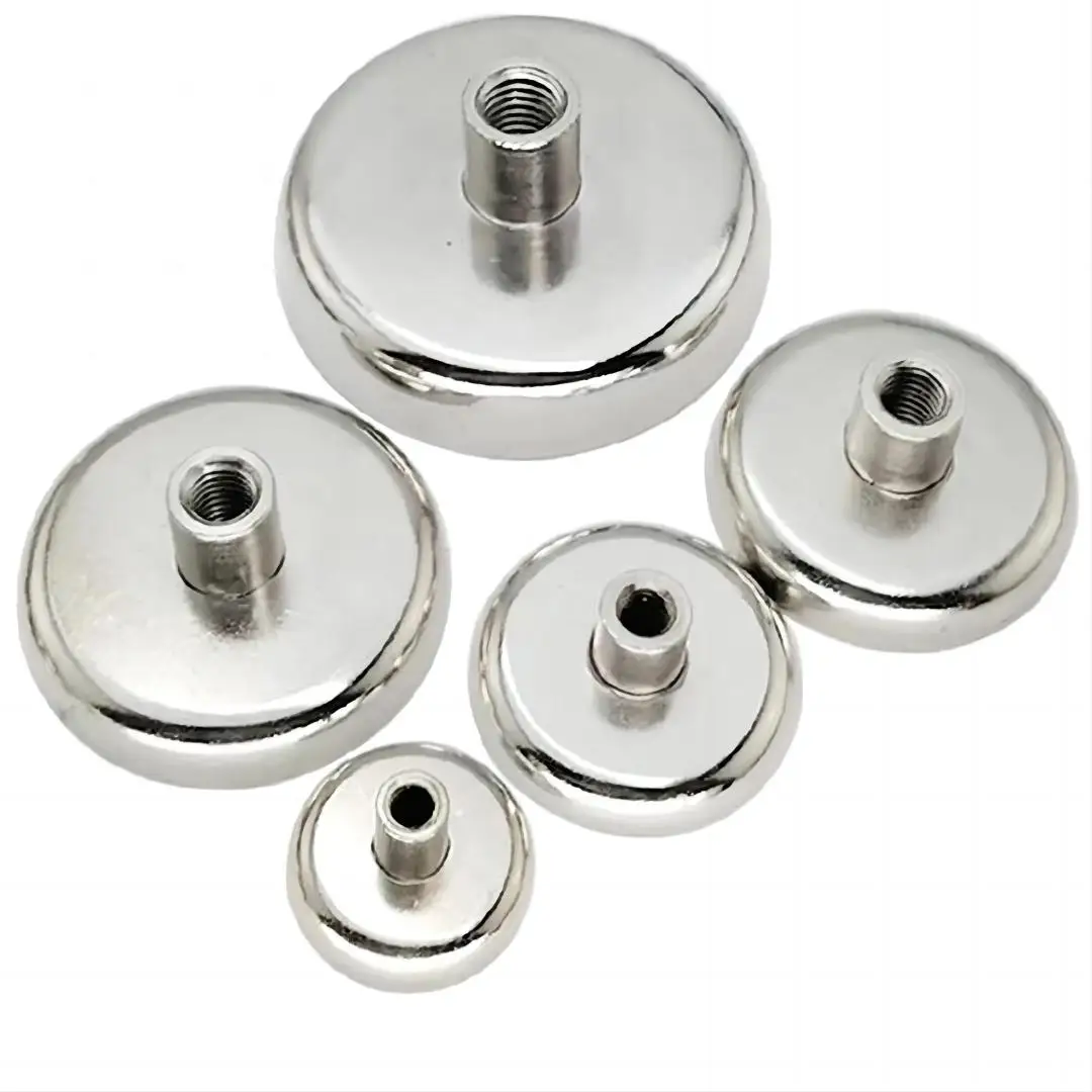 Industrial Permanent Materials Screw Hole Base Earth Ndfeb Pot Magnet Threaded Mounting For Fishing