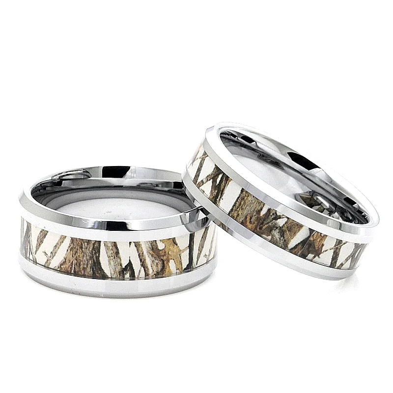 SZ CHENG JEWELERS wholesale apparel rings differ material tungsten titanium cobalt black ceramic base inlaid camouflage band