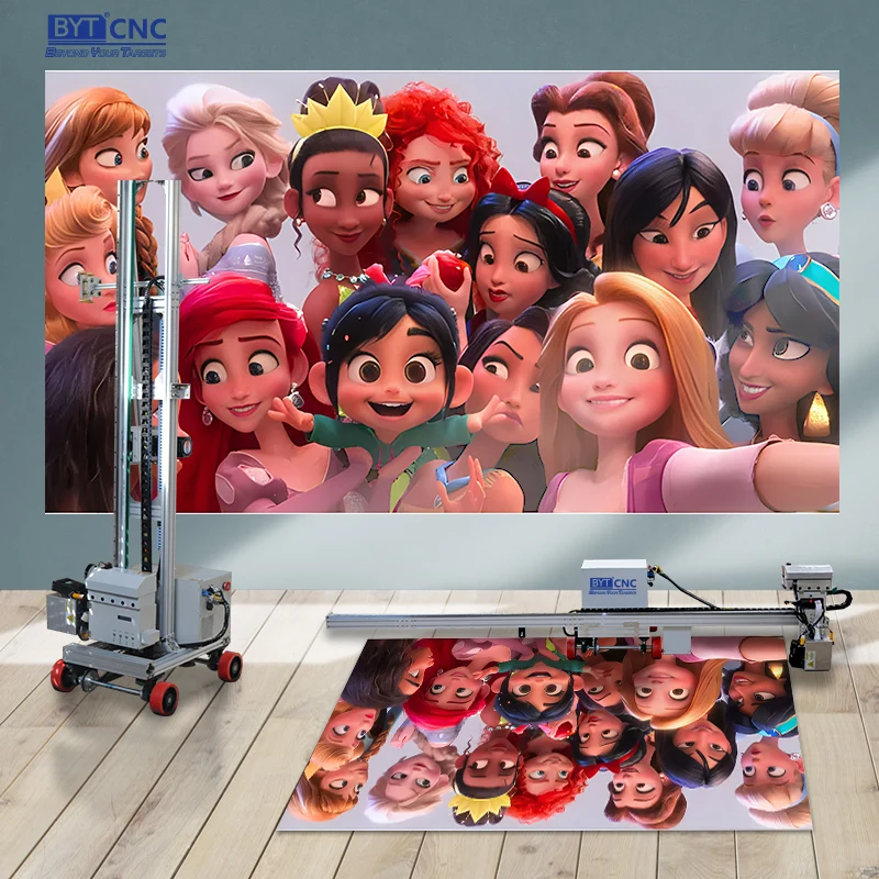 Multi color inkjet printer for Wall/Glass/Metal/Wood/Paper/Ceramic wall and floor ground 2 in 1 printing machine