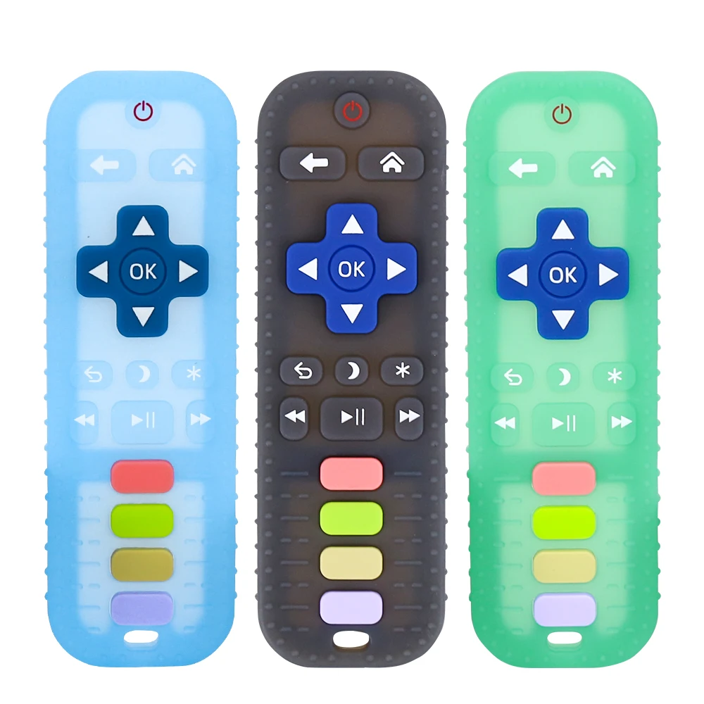 Easy Grip Soothe Babies Sore Gums Remote Teething Toys BPA Free Silicone Jelly Colors TV Remote Control Baby Teethers
