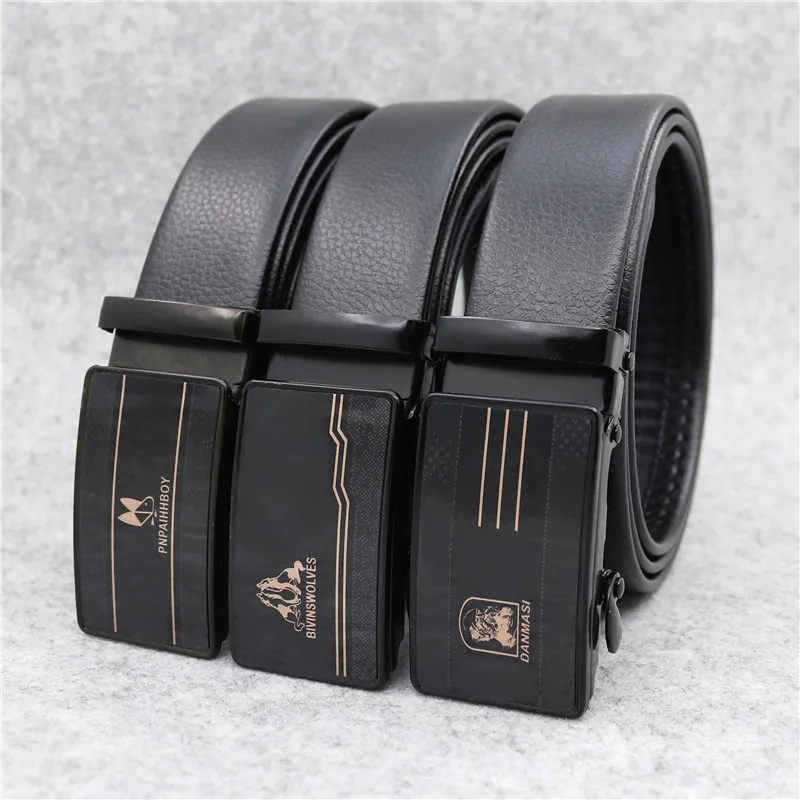 LQbelt Mens Automatic Buckle Belt Good PU wholesale Belts For Men Iron Buckles Ratchet Belt Factory