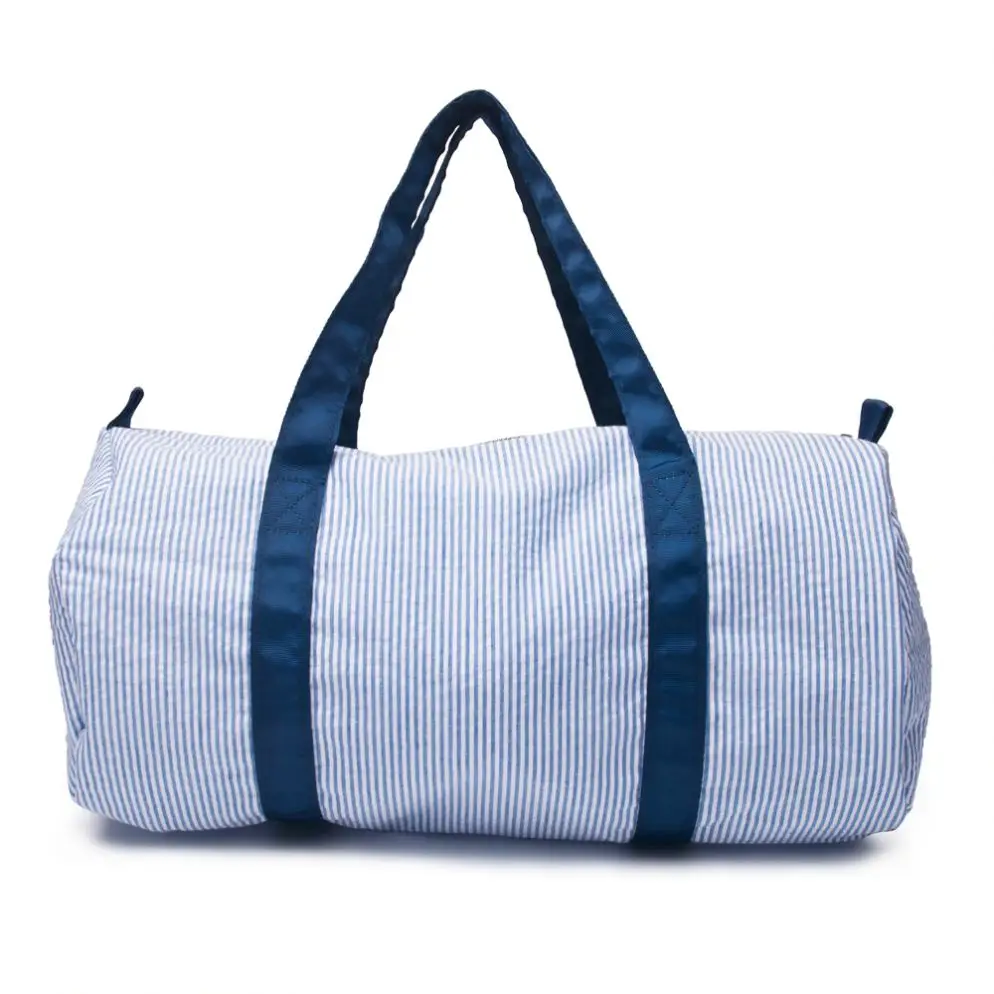 Wholesale Hot Sale Personalized Monogrammed Travel Seersucker Duffle Bag