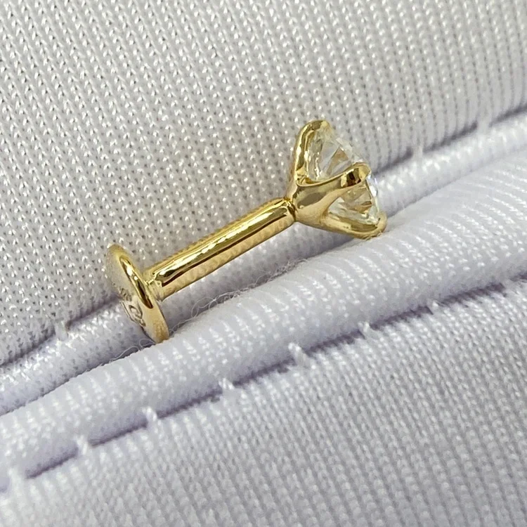 Natural diamond 2.5mm 3mm 4mm 18K Gold Labret lip stud nose ring cartilage piercing ear bone stud for women