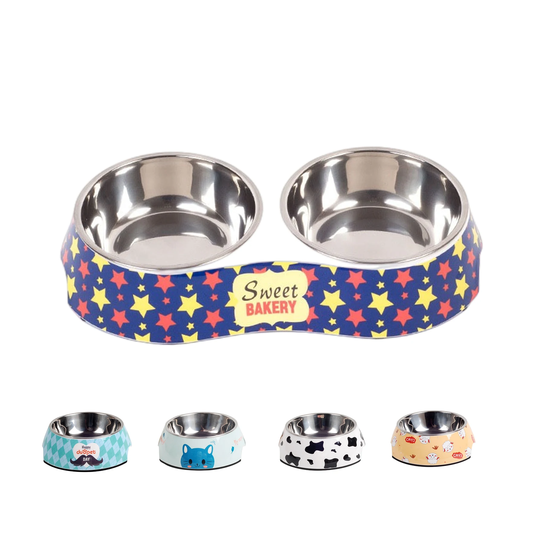 Home Kitchen Pet Products Accessories double bowl dog cat bowls stainless steel pet bowl
