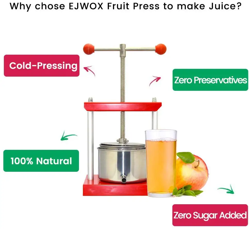 Fruit Wine Press - 100% Natural Juice Making for Apple/Carrot/Orange/Berry/Vegetables,Food-Grade Stainless Steel Cheese