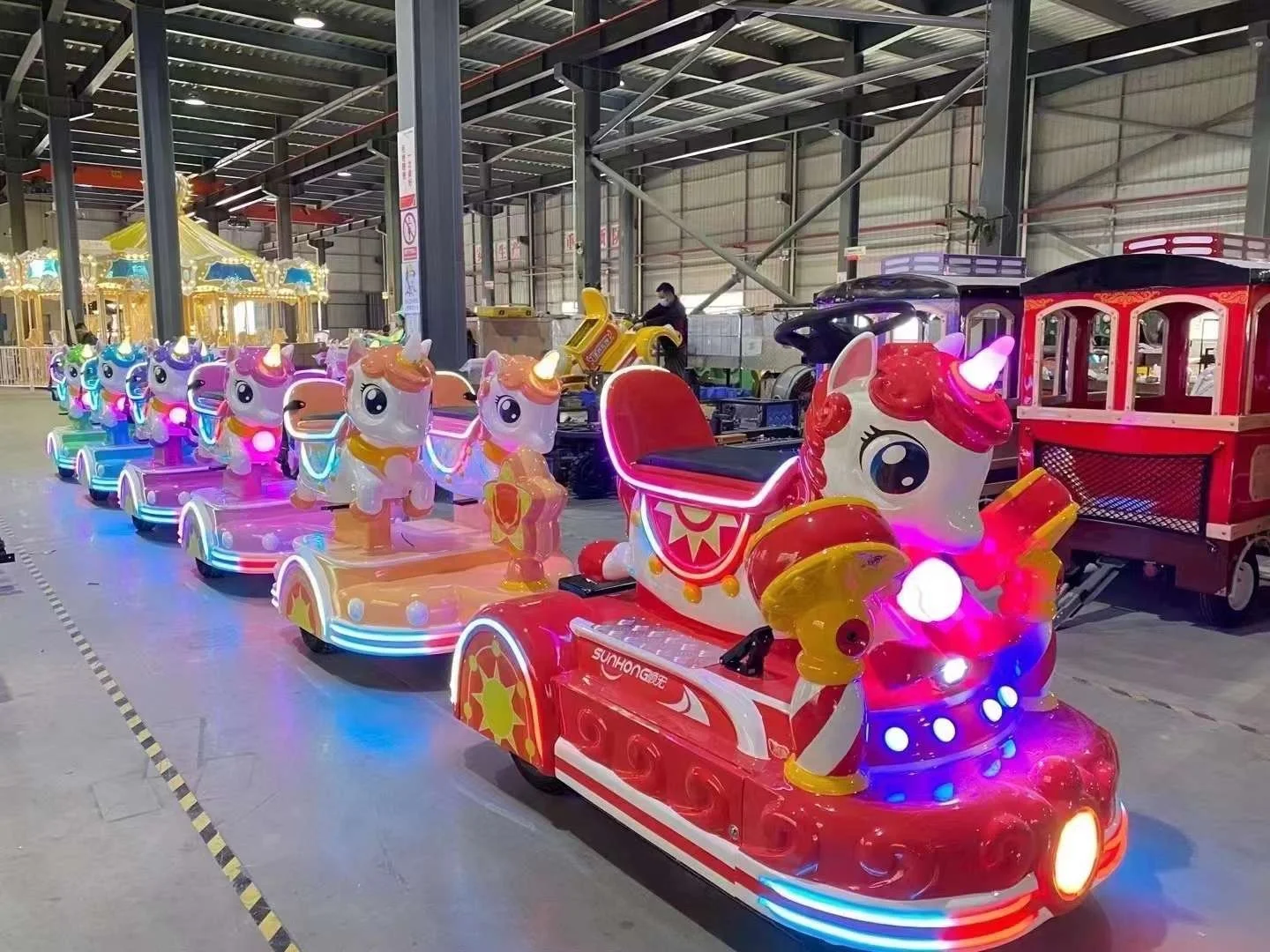 Best Price Battery Train DC Brush Less Controller Stylish Appearance Unicorn Train For Amusement Park.