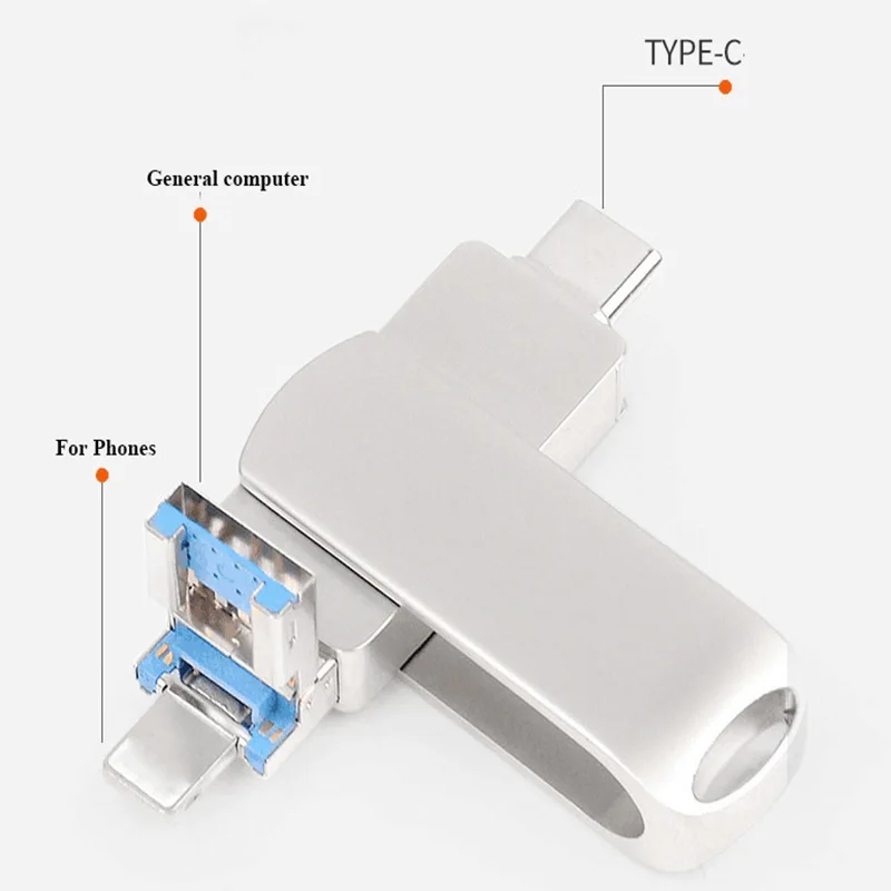 3 In 1 Otg USB Flash Drive 2.0 3.0 U Stick 16Gb 32Gb 64gb 128gb 256For Phones type c USB Custom Pen Drive Fast Shipping Pendrive