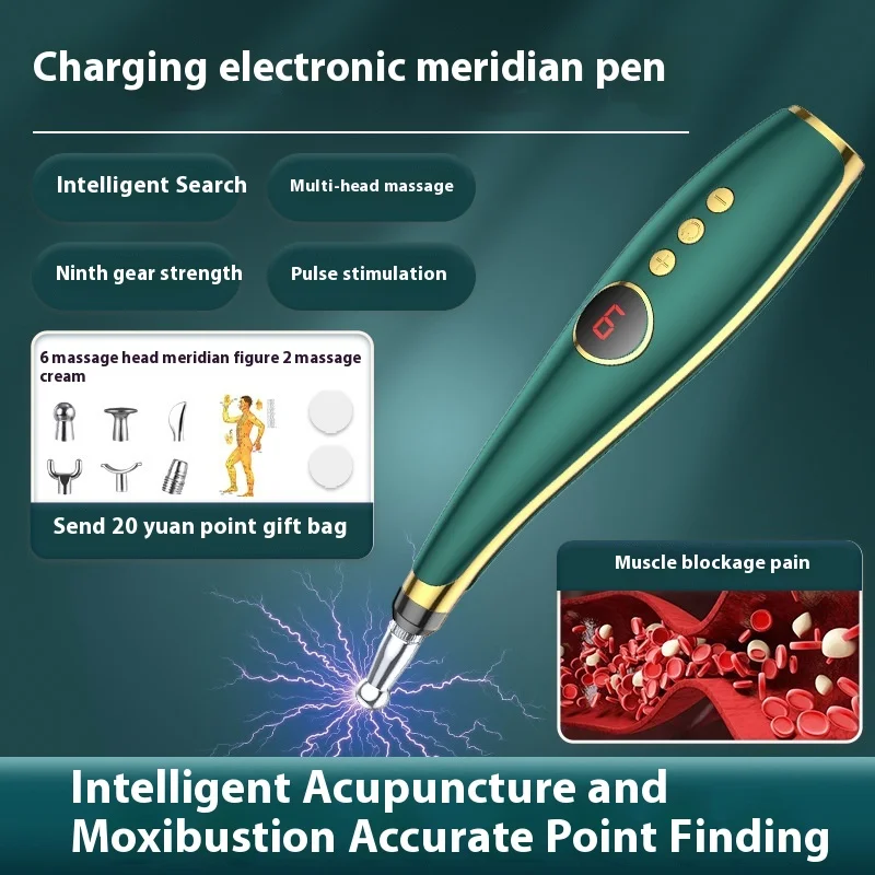 Pulse Instrument Meridian Pen Electronic Acupuncture Acupoint Massager Intelligent Point Finding Tendon Healthcare Supply