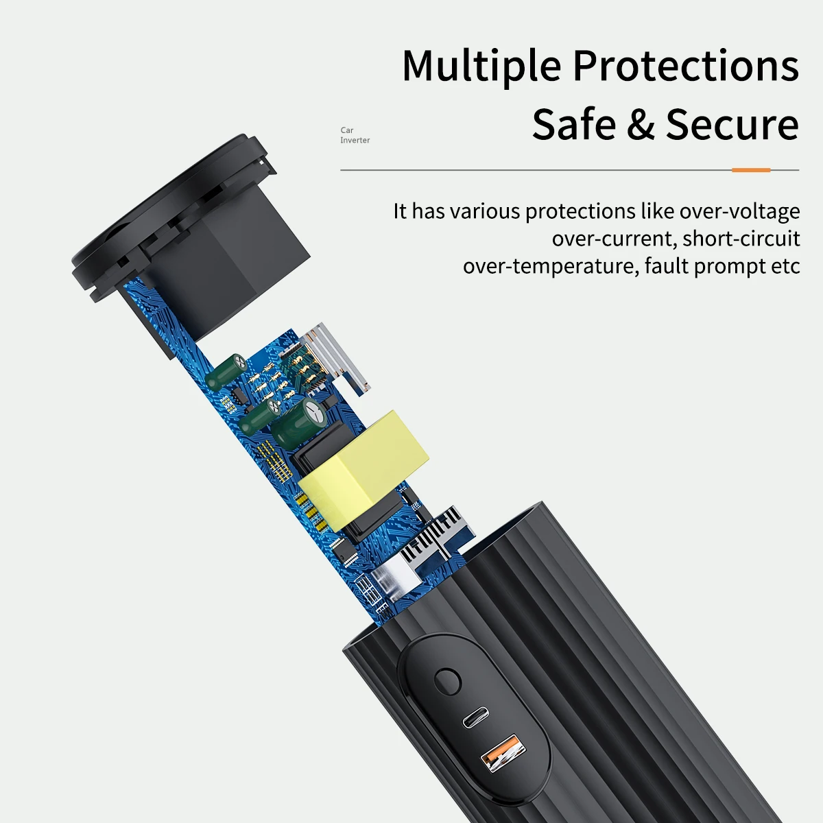 Инвертор мощности ROCK 110 Вт с портом USB Type-C инвертор модный