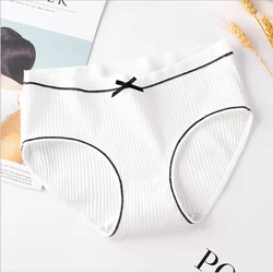 Hotsale Pure Cotton  Panties Lady Thread Princess Bow Sexy Medium Waist Panties Ladies Large Size Briefs