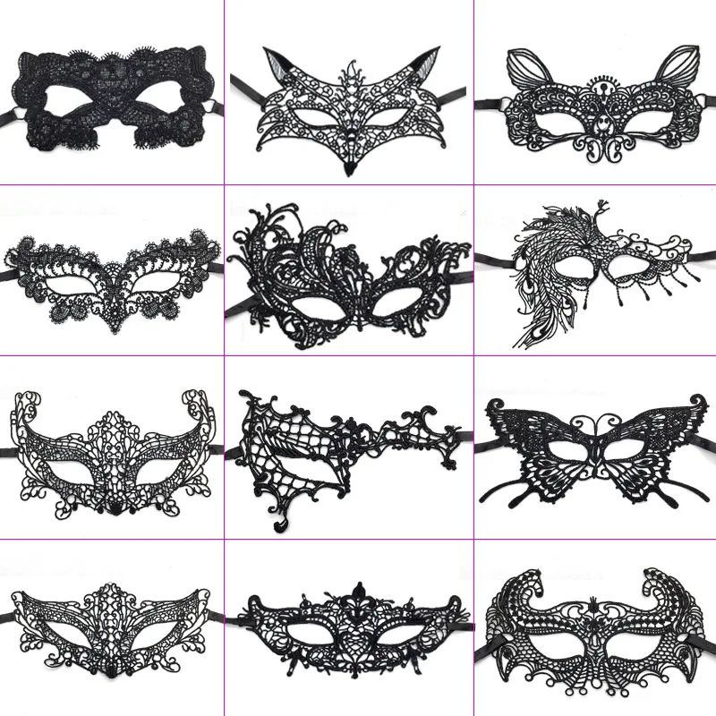Hot Sale Halloween Masquerade Costume Ball Fancy Dress Masks Sexy Lady Girl Party Black Eye Lace Face Mask