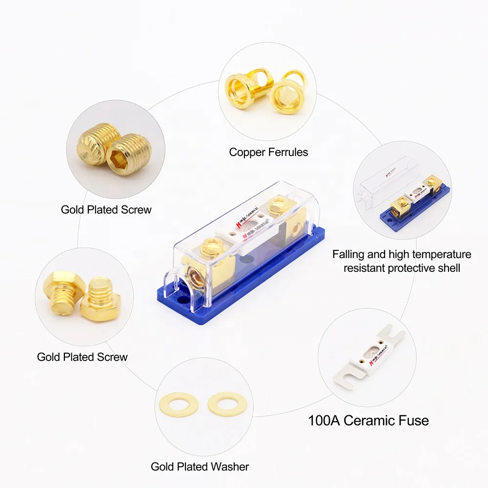 Медный автомобильный стерео аудио встроенный ANL держатель предохранителя 0 2 4 Калибр с предохранителем 100 А