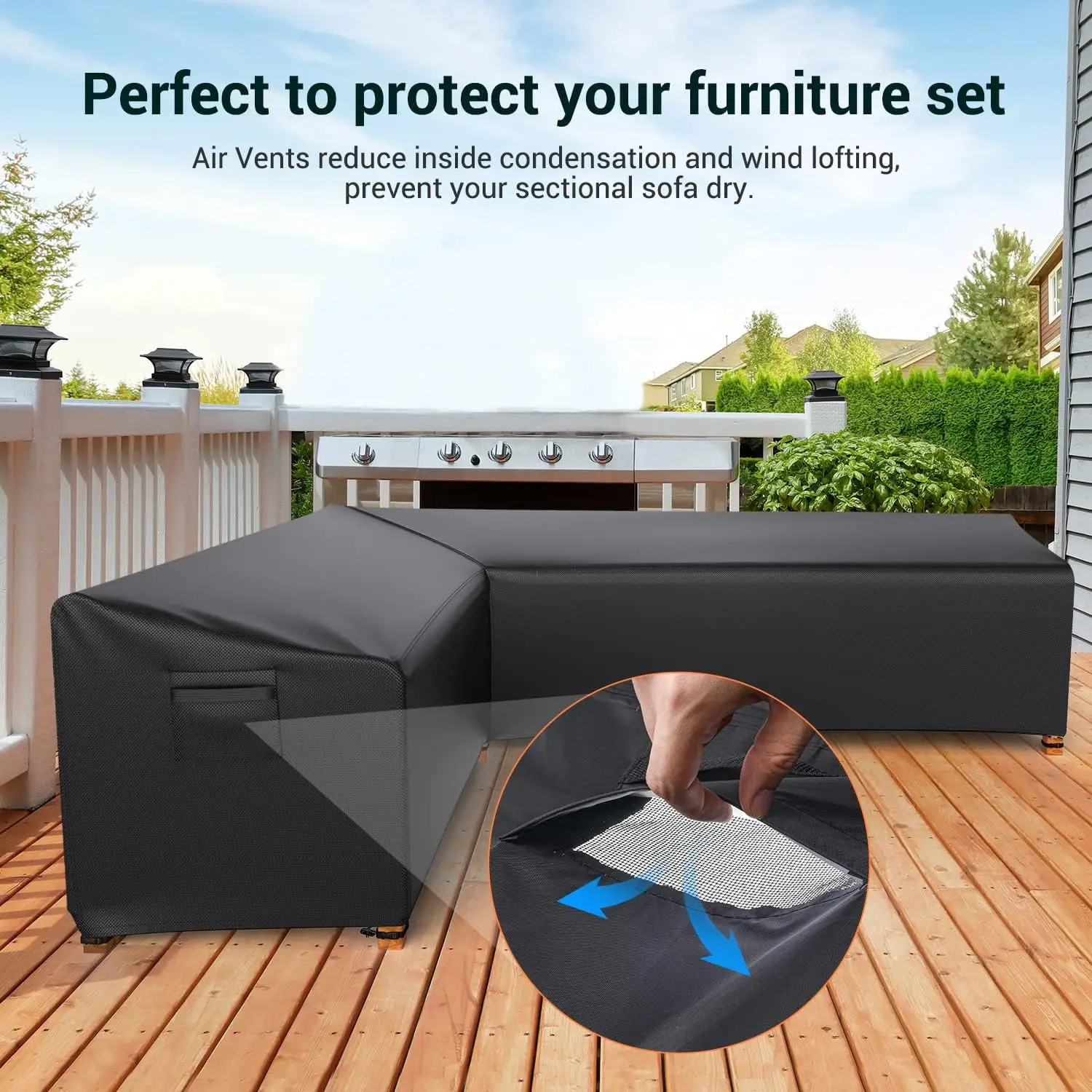 patio 420d oxford Waterproof Outdoor Furniture Cover for L Shape Corner Settee Protector Garden Sofa Cover