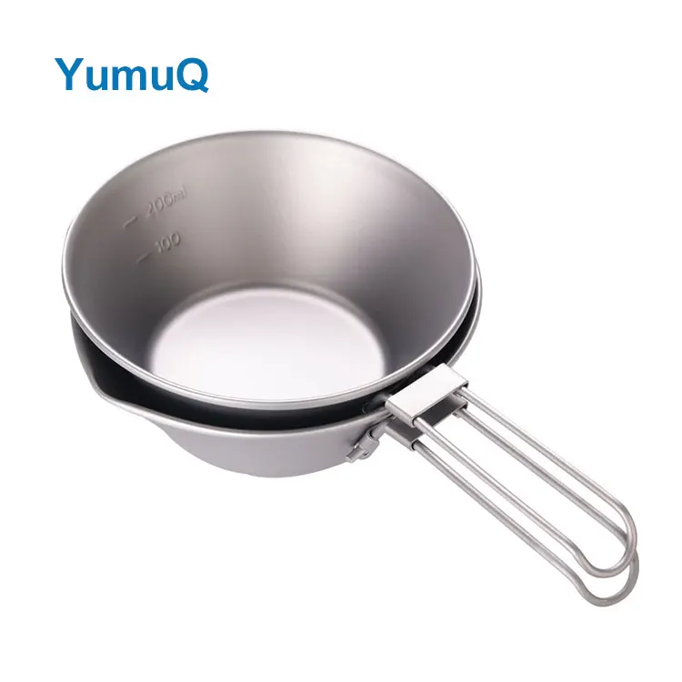 YumuQ Outdoor Camping Picnic Pure Titanium Sierra Mug Cup Bowl 300ml/ 300ml/450ml With Folding Handle