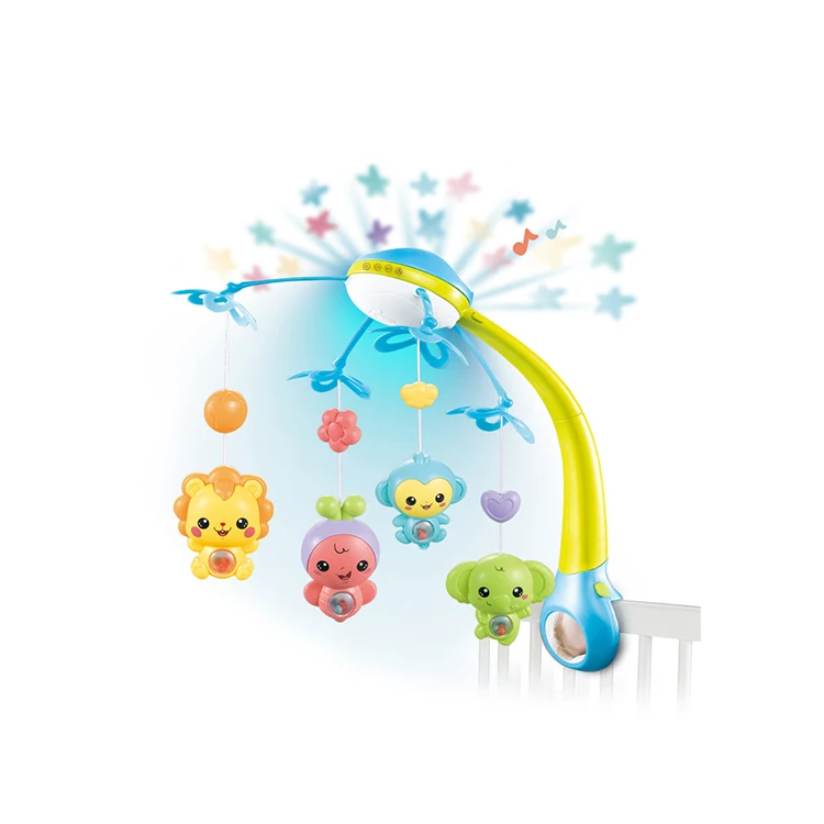 Amazon hot selling Blueteeth RC Projection Toy Musical Bed Bell Hanger Baby Crib Mobile For Infant
