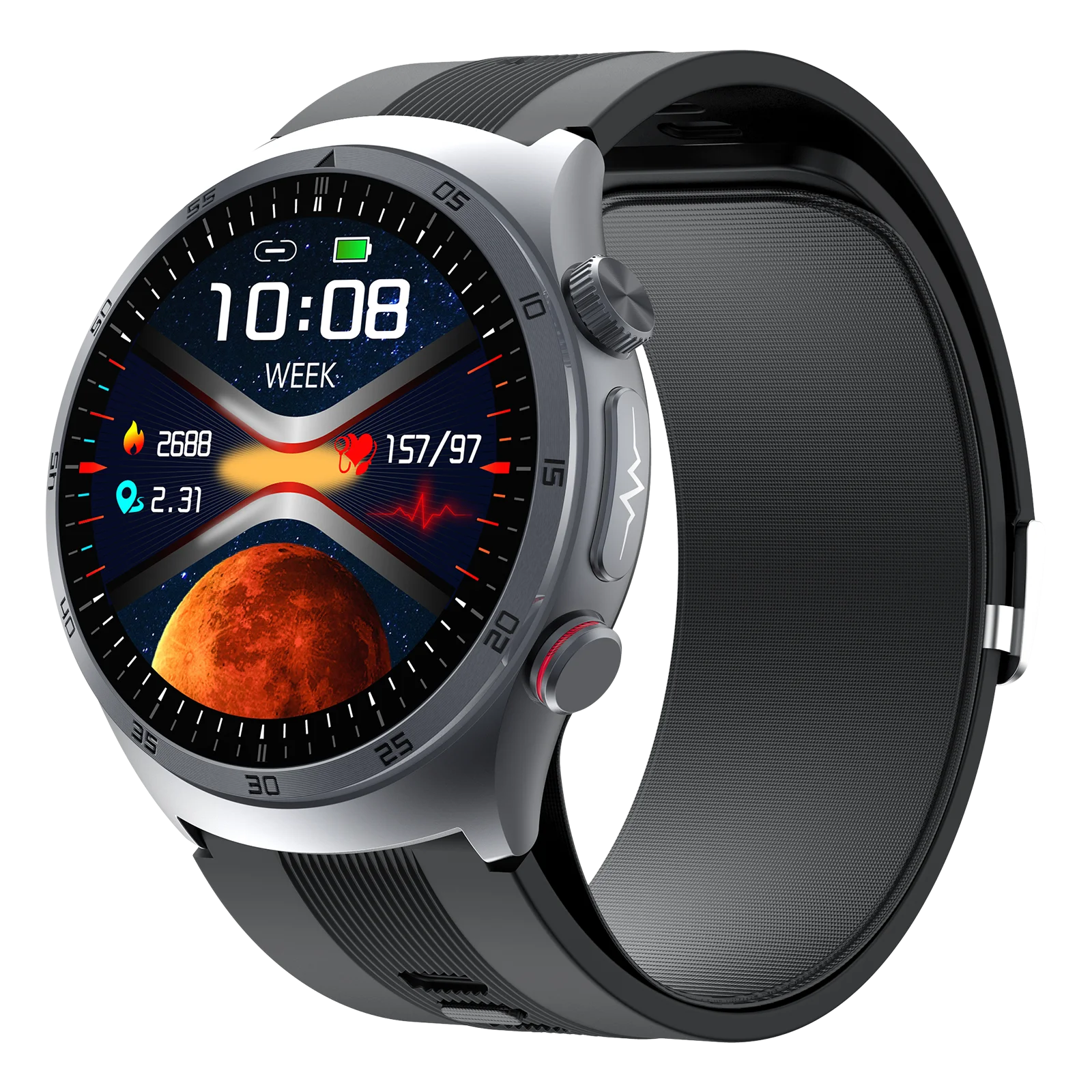 Latest Ruizu S25 ECG Smart Watch 1.43-Inch Amoled BT Call Nfc Micro-Physical Examination Health Tracking Metal Alloy Smartwatch