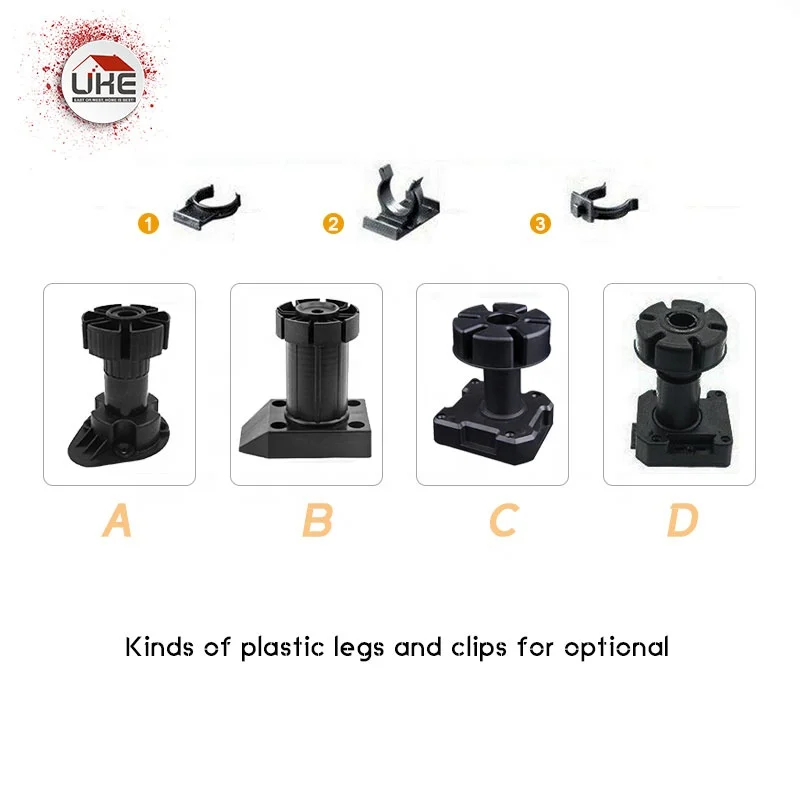 Plastic Legs Adjustable Black Home Decoration 450kg Heavy Duty Kitchen Cabinets feet Accessories