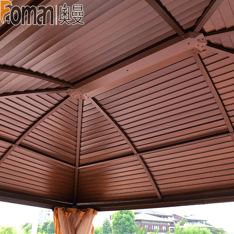 
Outdoor Leisure Patio Garden Iron Gazebo Pavilion with Mosquito Net 