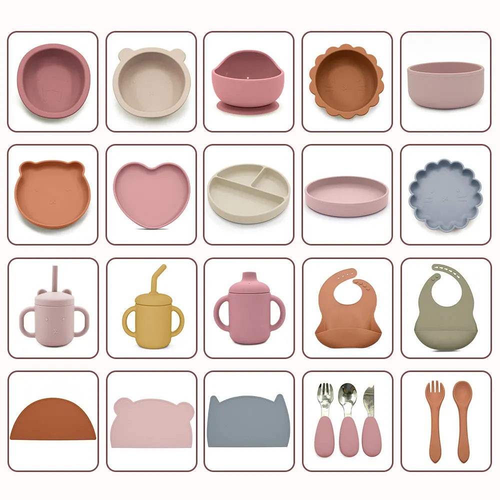 Silicone Baby Dinnerware Set Manufacturer Baby Weaning Set Suction Plate Baby Feeding Bowl And Spoon Set