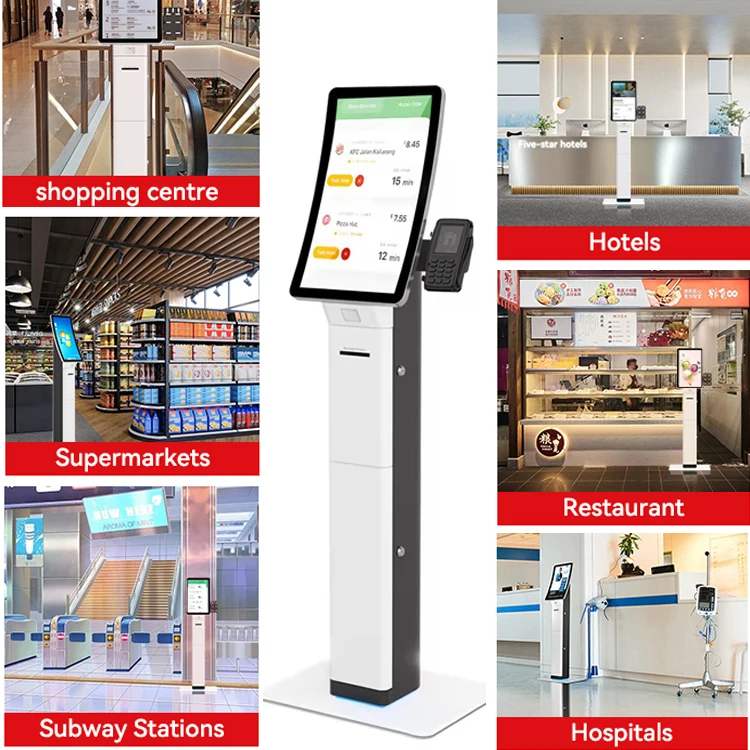 Fast Food Self-Service Ordering Kiosk Floor Stand Ticket Vending Payment Machine SDK Touch Screen Self Checkout Kiosk