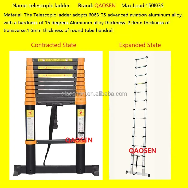 Yellow and Black Slow Closed Ladder Soft close design air retraction-slow down