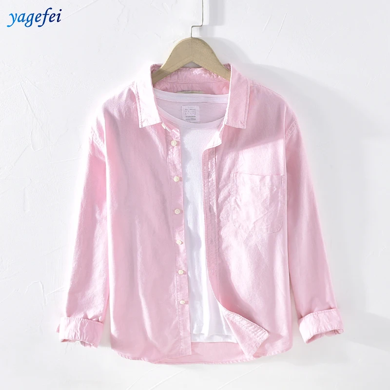 
 Мужская рубашка с длинным рукавом, из дышащего льна  