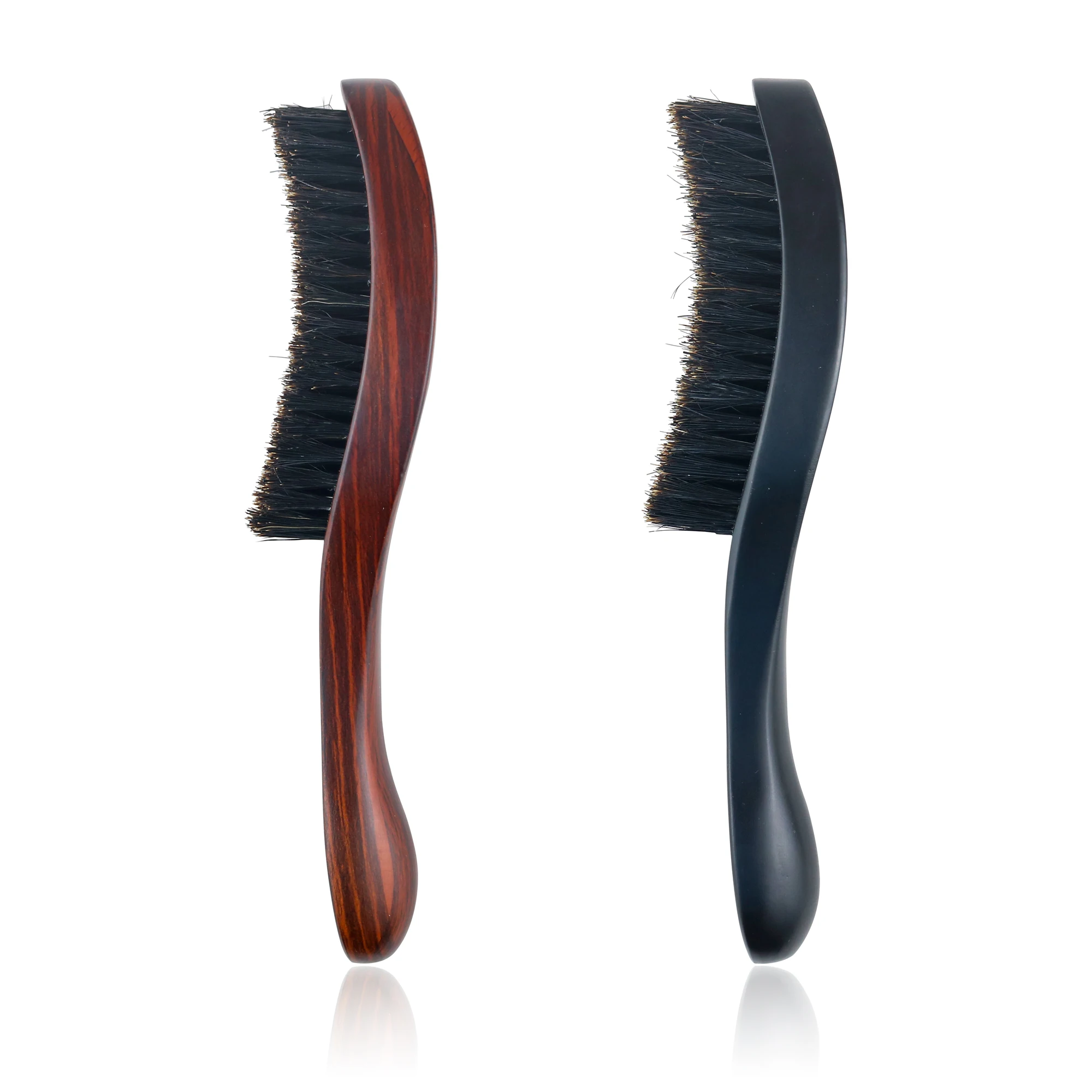 Bristle Natural Texture custom logo Wooden 360 Curve Waved men smoothing beard brush Beech Combs Hair Styling Tools