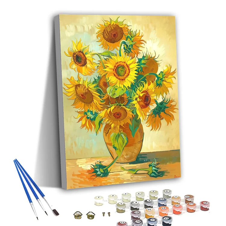 Wholesale Customized Fast Paint by Numbers Kit Adult Coloring Classic Style Plants Vase Flowers Oil Painting Printed for Kids