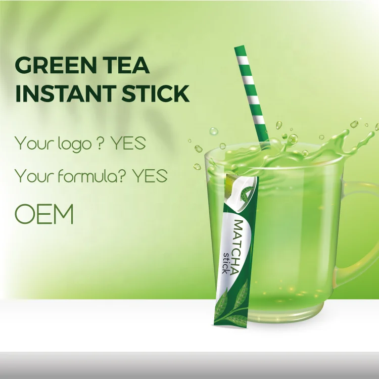 Customized Energy Boost and Detox  With Green Tea Matcha Instant Tea Packets In Tea Powder Single Serving Sticks