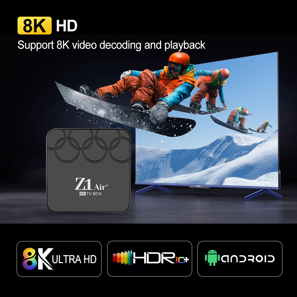 Android 10 Z1 Air+ Allwinner H313  BT Voice Remote 2GB 16GB Dual 5G WiFi Media Player Set Top Box