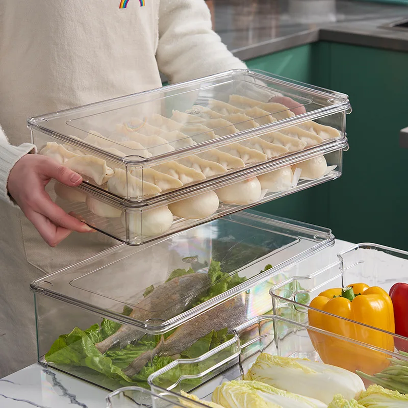 kitchen egg plastic transparent clear meat fridge for refrigerator organizer storage container box tray bin can drawer