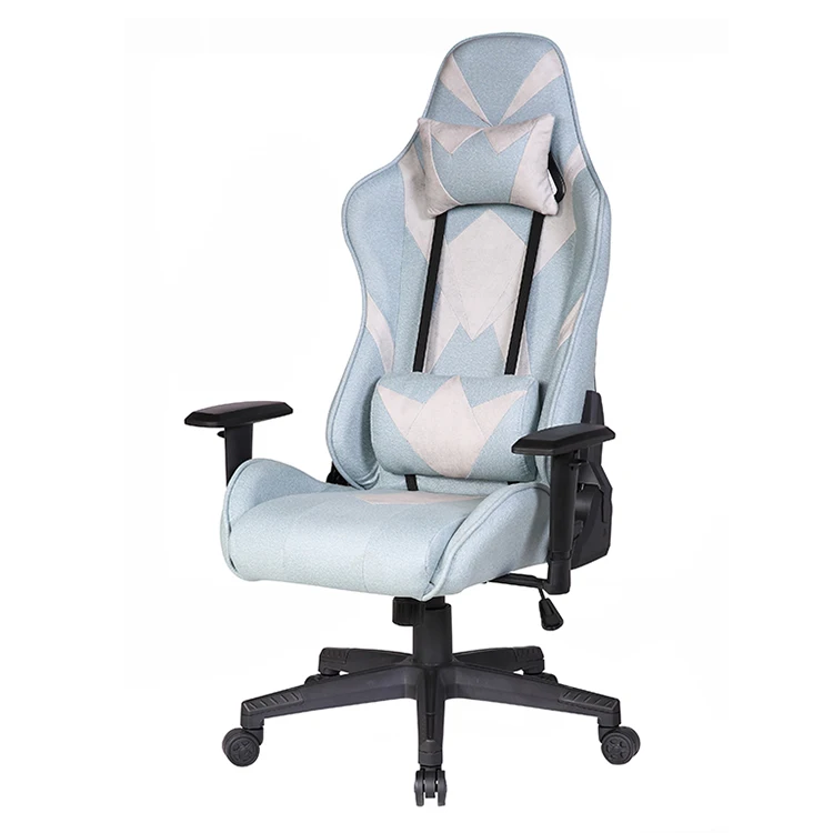 Синее игровое кресло с поворотным подлокотником и компонентами для стола, офисное кресло в скандинавском стиле с подставкой для ног