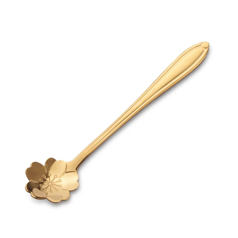 Amazon Gifts metal flower shape spoon tea coffee dessert spoon stainless steel flower spoon