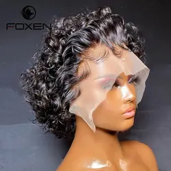 Kinky Curly Short Wigs Human Hair 13X6 Lace Front,Raw Brazilian Water Curly Bob Hair Wig,Perruque Short Deep Wig For Black Women