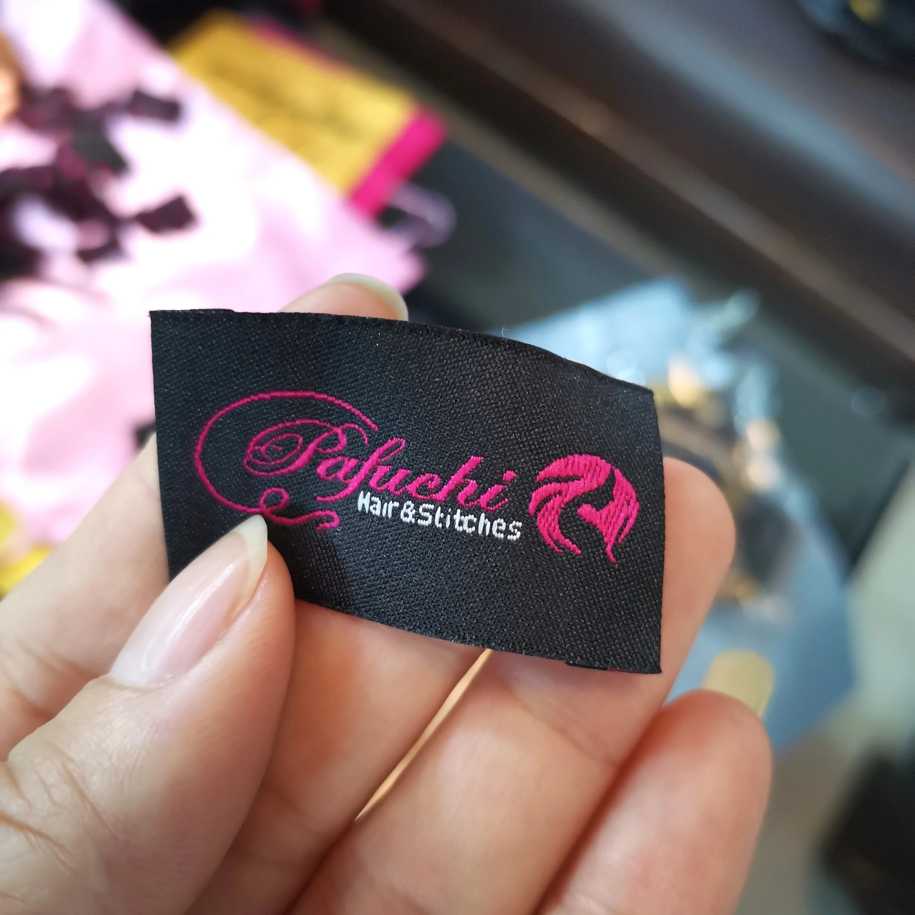 Custom Logo Embroidered Sewing Labels for Clothing Labels Wigs Labels Wig Tags