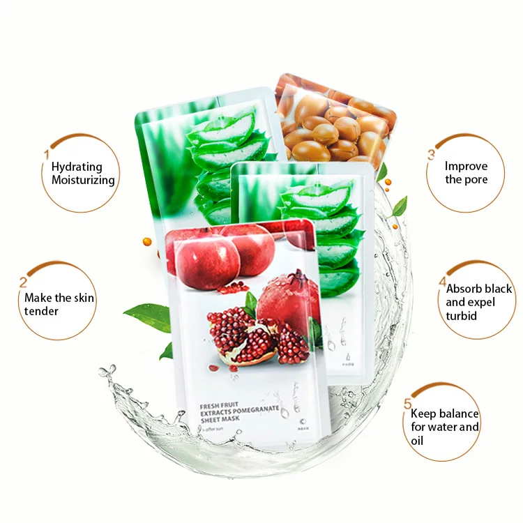 Moisturizing Korean Face Mask Skin Care Fruit Sheet Facial Mask Skin Care Collagen Whitening Facial Mask