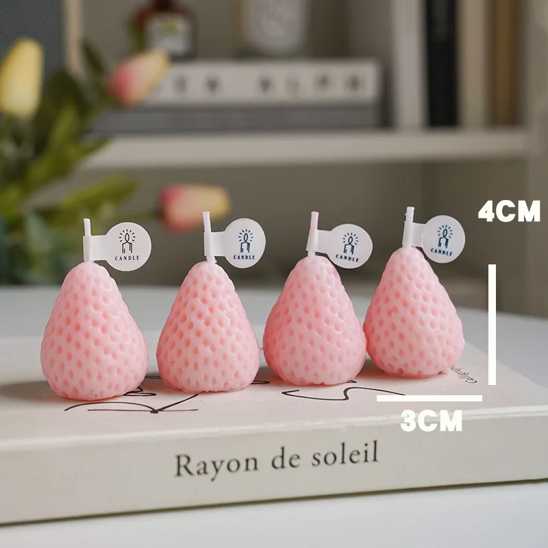 Wholesale Cute Mini  Aromatherapy Novelty Strawberry Shaped Party Decoration Gifts Birthday Candles For Girl
