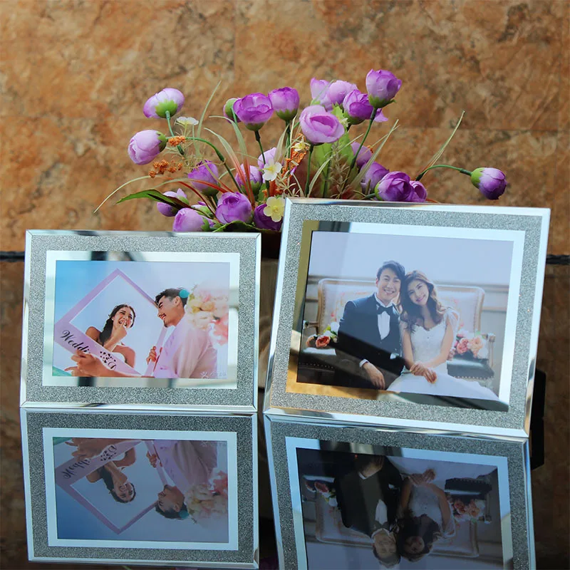 
Colored Frosted Glass Edging Crystal Cube 3d Crystal Photo Frame Wholesale Picture Frames 