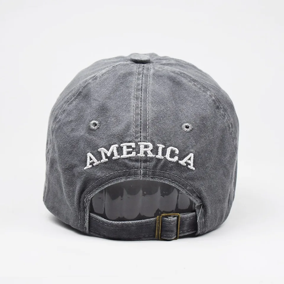 Vintage Hats Washed Distressed Cotton Dad Hat Baseball Cap Headwear gorras para hombre American Flag USA Gray