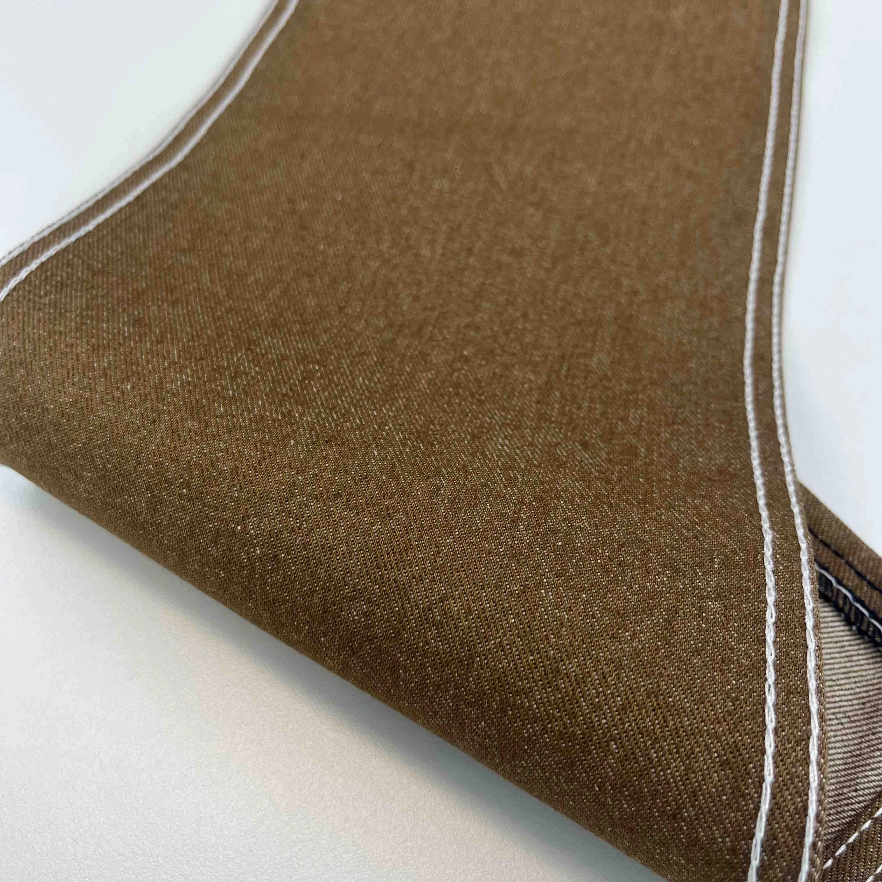 Khaki Coloured Denim Fabric 100%Cotton Color Options For Jeans Men With Recycle Denim Material Fabric