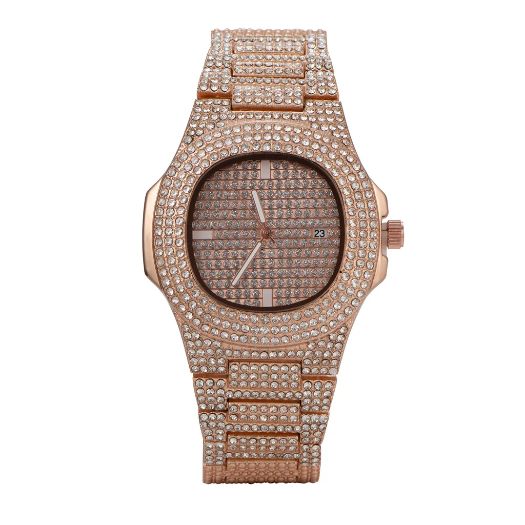 DAICY jewelry wholesale hot sale cheap high quality heavy hip hop iced out bling rose gold men diamond watches
