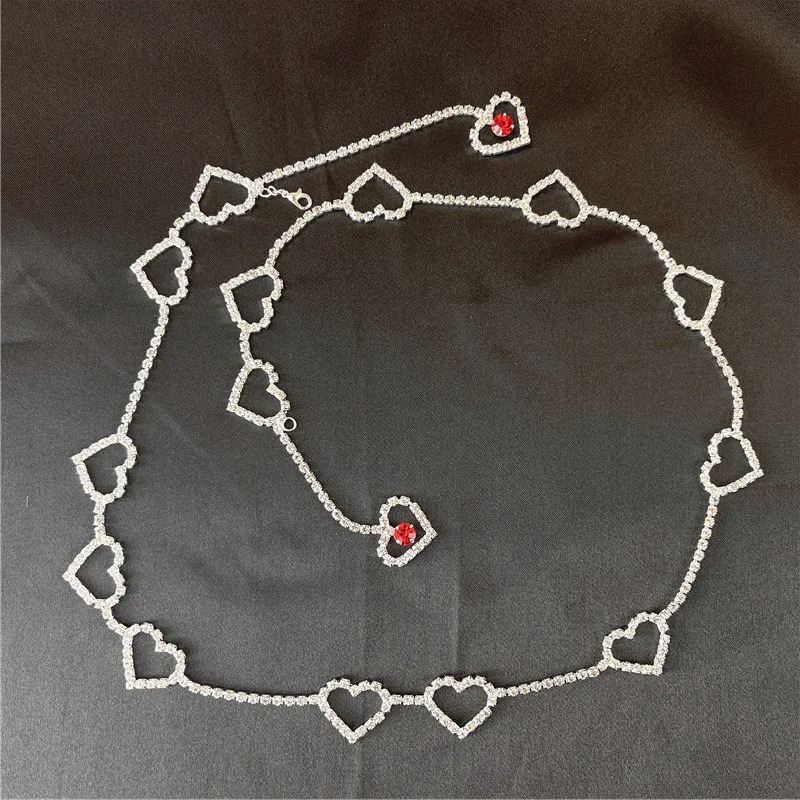 Fashion Ladies Sexy Waist Belt Heart Shape Tassels Body Chain No Buckle Fashion Nightclub Bikini Ladies Waist Chain Metal Chains