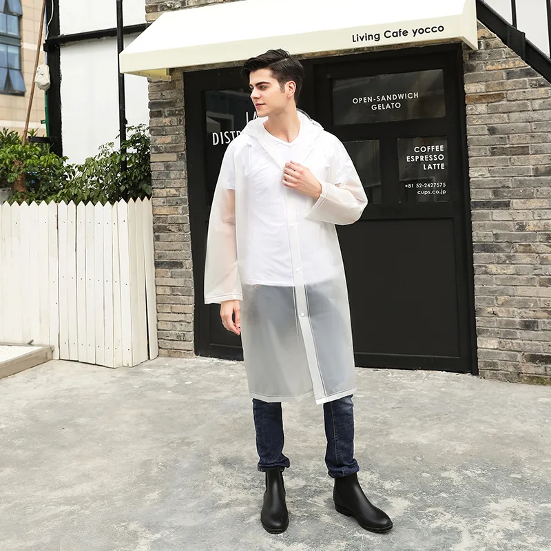 Raincoat for Adults Reusable Disposable Rain Ponchos with Hoods Button and Sleeves Rain Coat Womens  Plastic Rain Coat Poncho