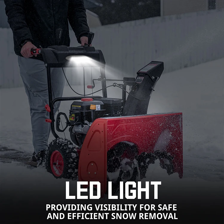 28 inch 212CC snow engine two stage snow blower hot heated handle with led light electric start snow thrower