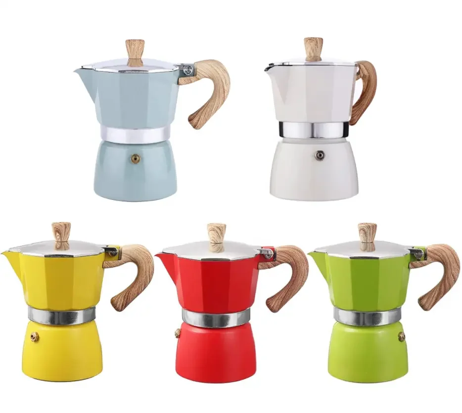 High Quality 3 Cup and 6 Cup Aluminum Bialetti Moka Cafetera Espresso Coffee Maker Moca Pot Percolator Barista Moka Pot