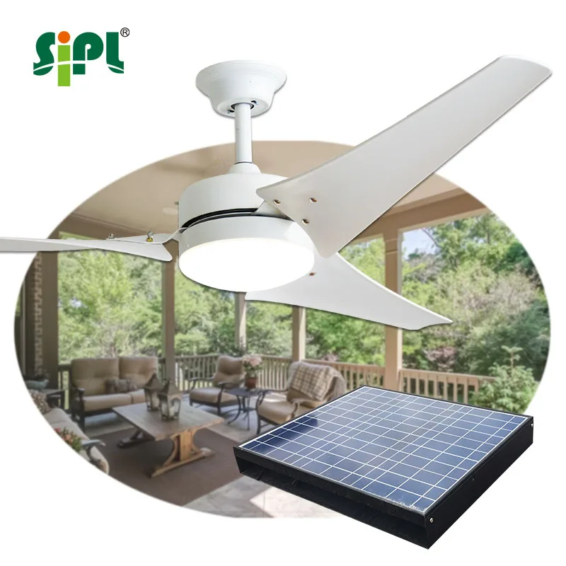 5 Speeds App Remote Control 60' Energy Saving Solar DC Electric Fan Outdoor Indoor Gazebo Homestead Ceiling Fan with LED Light