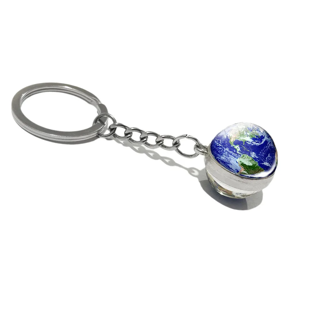 maoke Glow-in-the-dark Universe Planet Keychain Solar System Earth pendant Nebula double sided glass ball keychain Gift