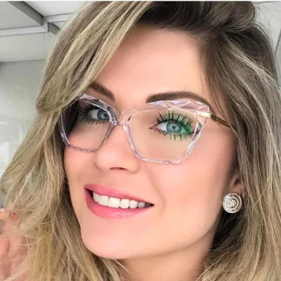 RENNES New vintage fashion design spectacle transparent irregular cut crystal cat eye multicolor metal flat