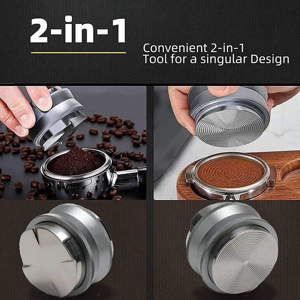 Custom Logo 51 53 58mm Coffee Distributor Leveler Tamper Dual Head Adjustable Depth Espresso Coffee Tamper